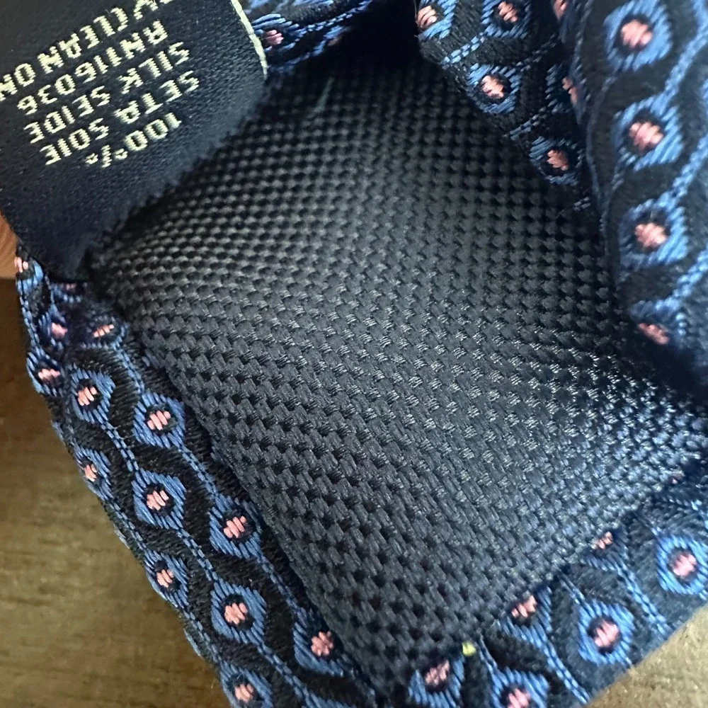 Charles Tyrwhitt Classic Slim Necktie Royal Blue Pink Geometric Sets Silk Mens